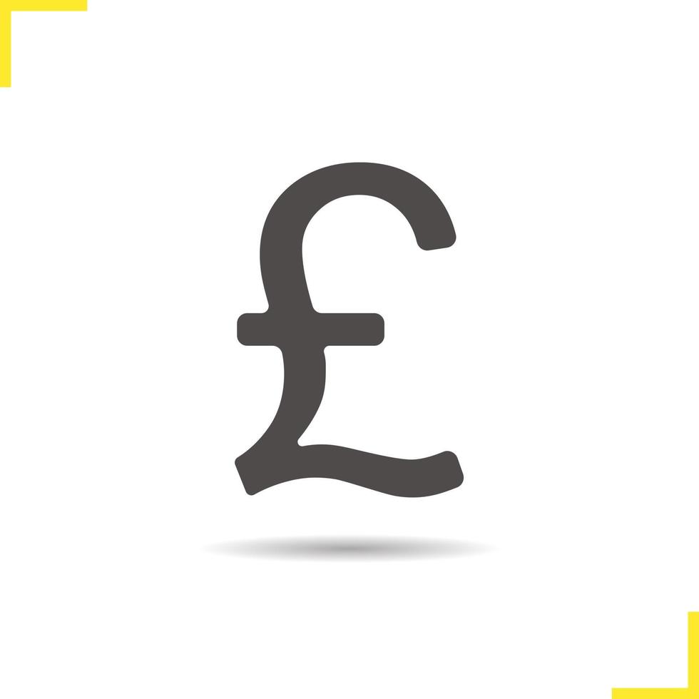 icona della libbra. simbolo di sagoma gbp ombra. segno di valuta nazionale della Gran Bretagna. illustrazione vettoriale isolato