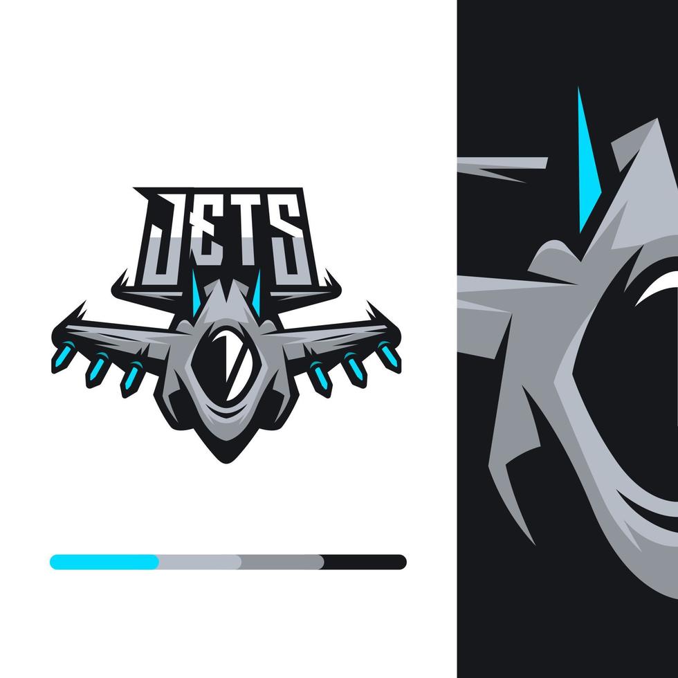 logo della mascotte del gioco degli eSport di aerei da combattimento a reazione vettore