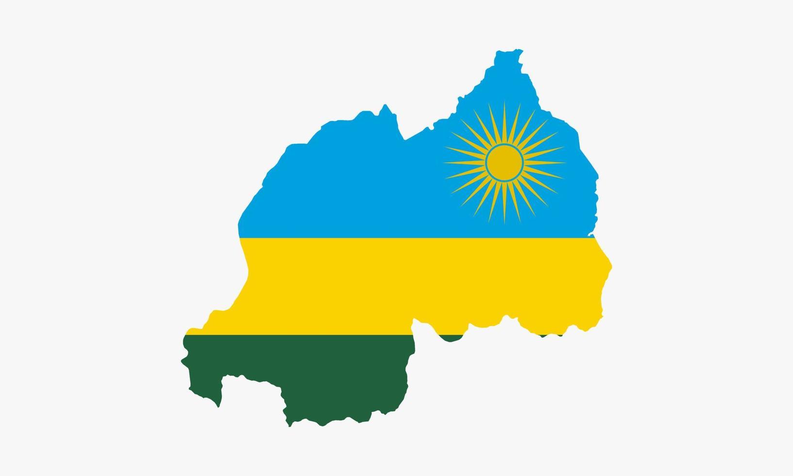 disegno vettoriale di bandiera della mappa del ruanda su sfondo bianco