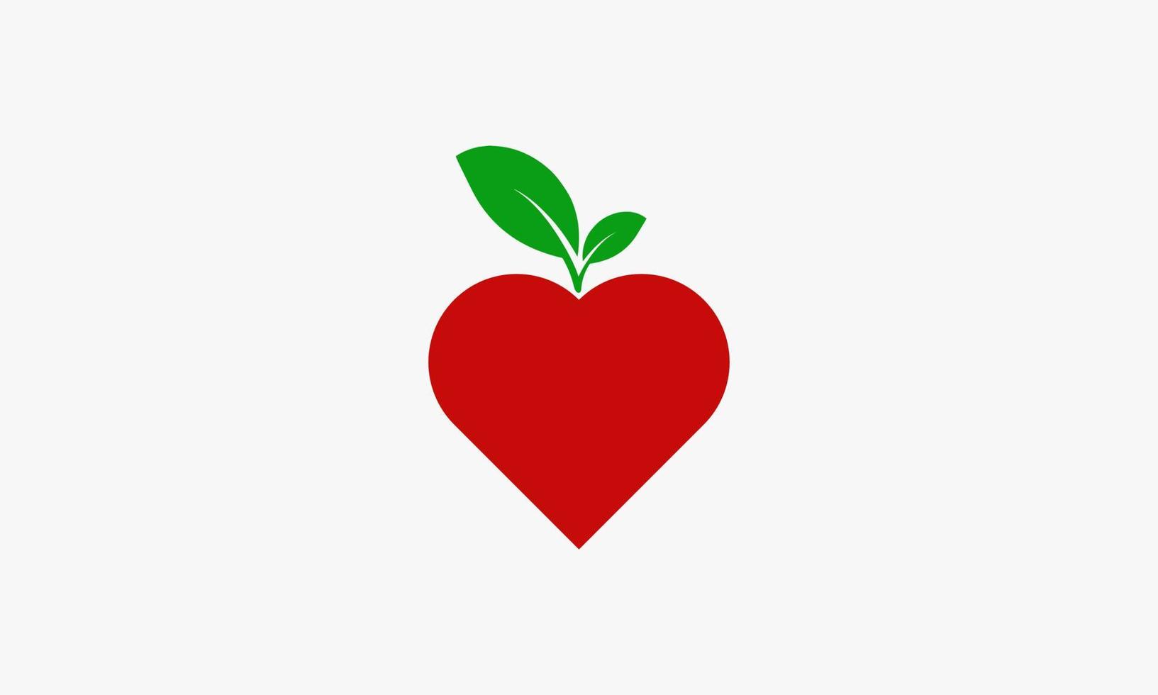 vettore di progettazione di logo del cuore di frutta. concetto sano.