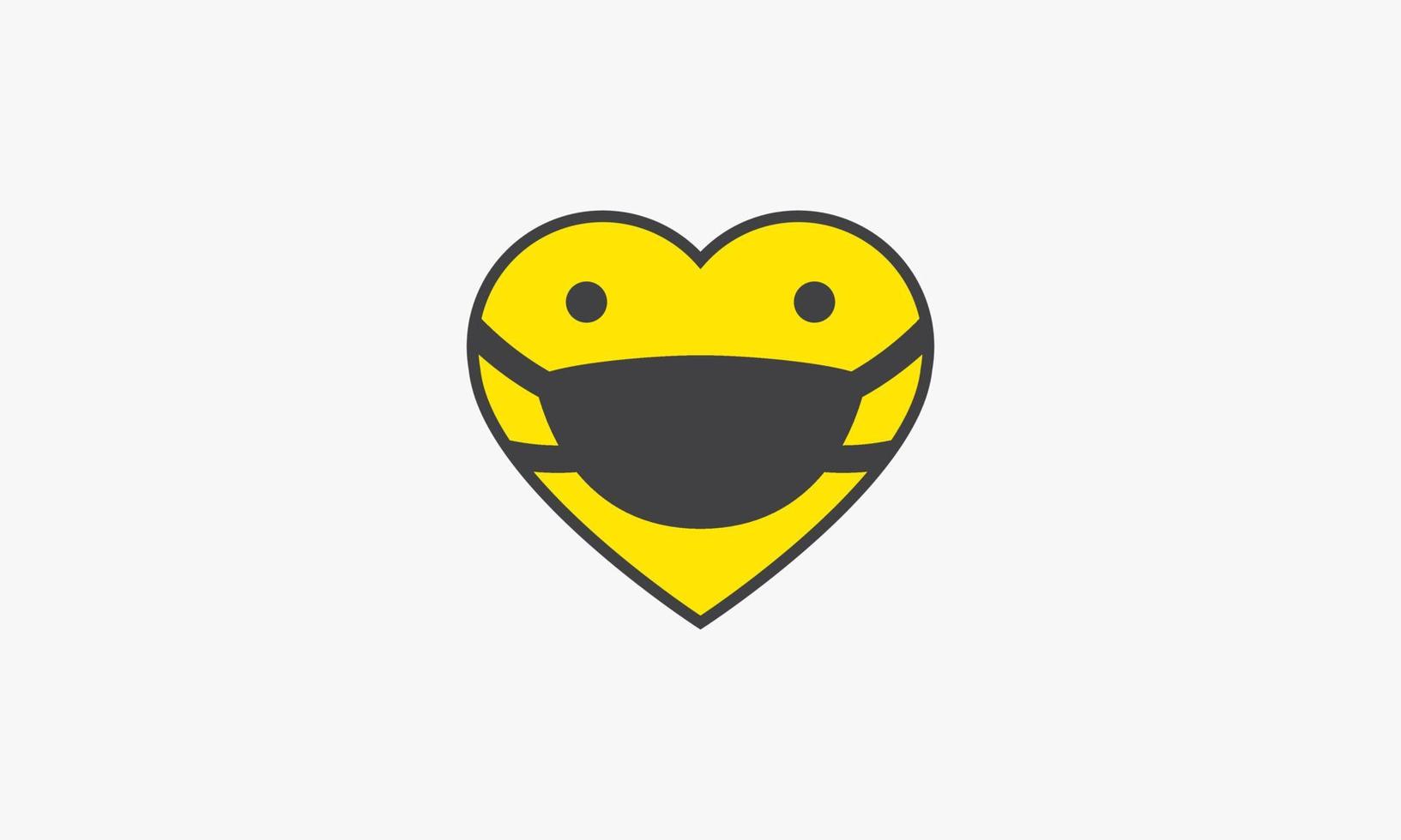 emoticon maschera cuore giallo su sfondo bianco. vettore