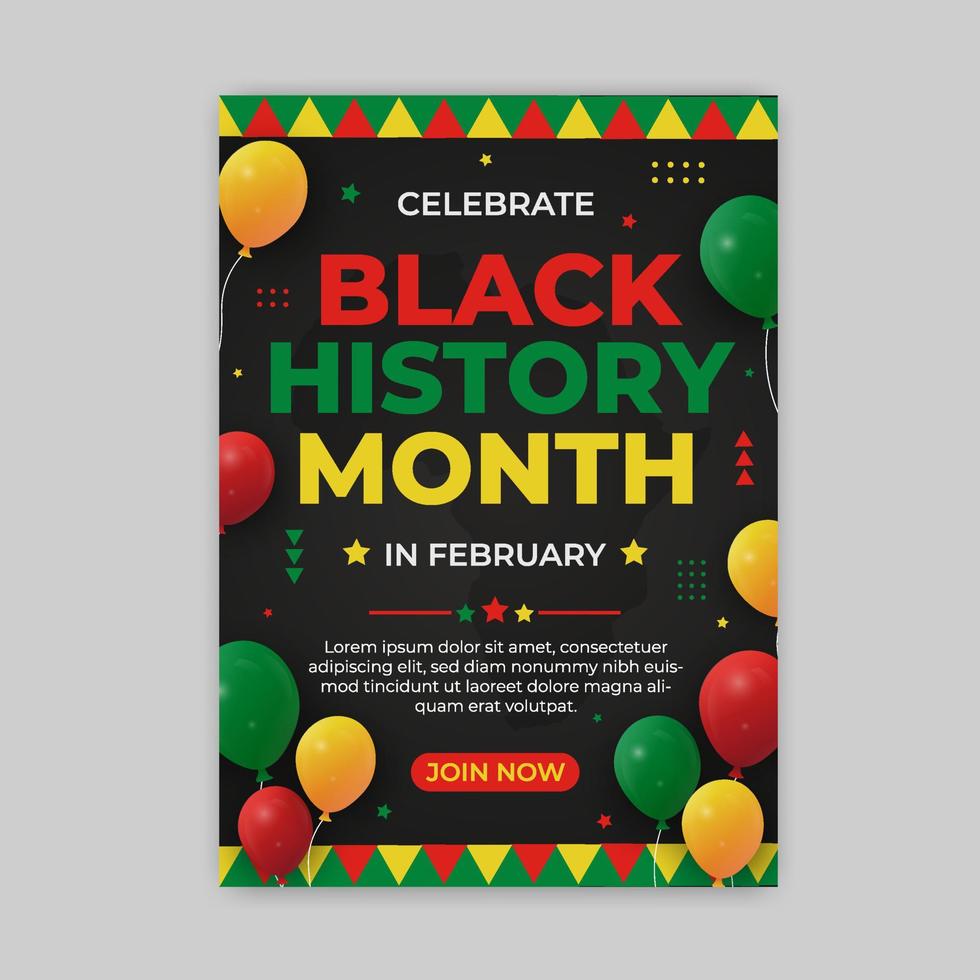 modello di poster del mese di storia nera con palloncino vettore