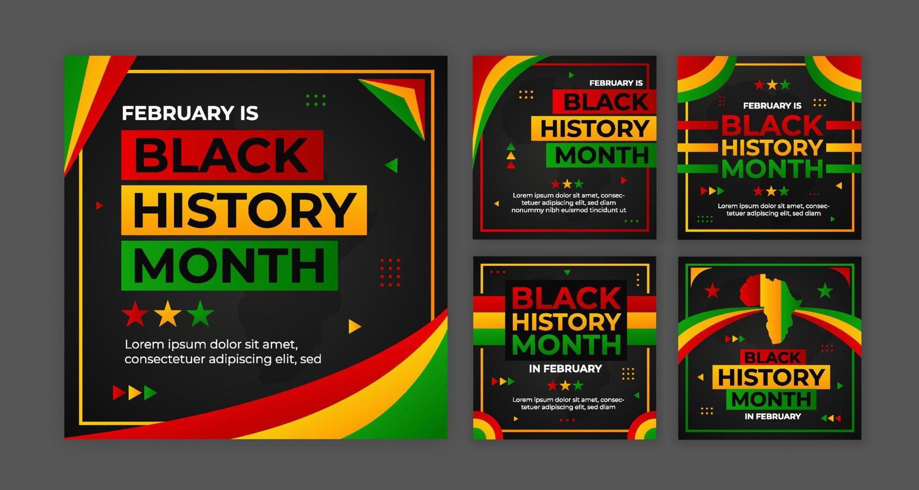 set di raccolta del mese della storia nera dei social media vettore