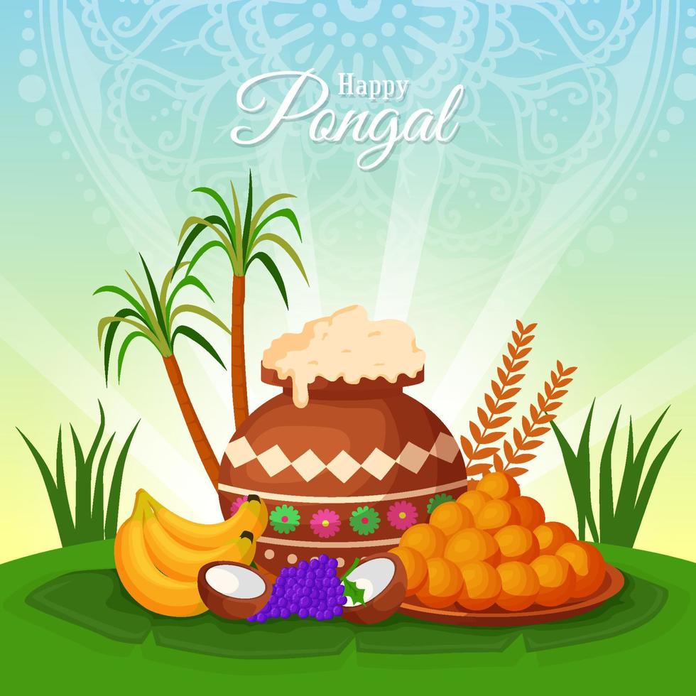 felice concetto di pongal vettore