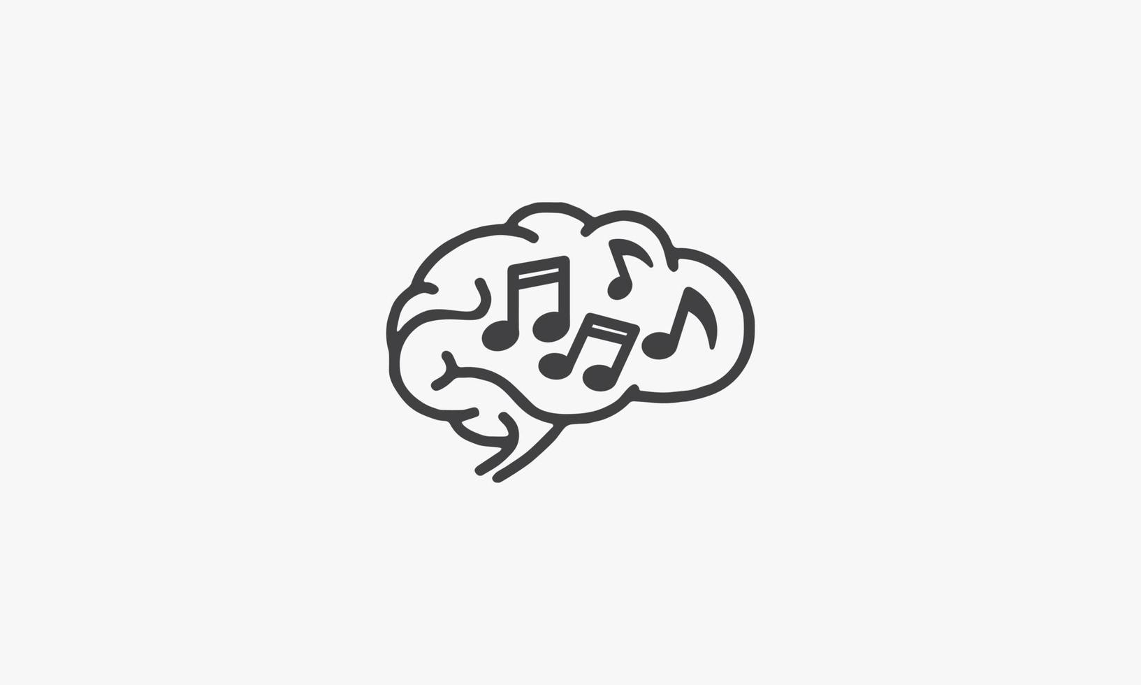 icona della nota musicale del cervello. isolato su sfondo bianco. illustrazione vettoriale. vettore
