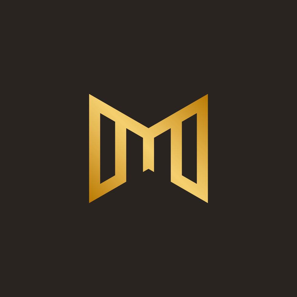 lettera m logo oro design vettore