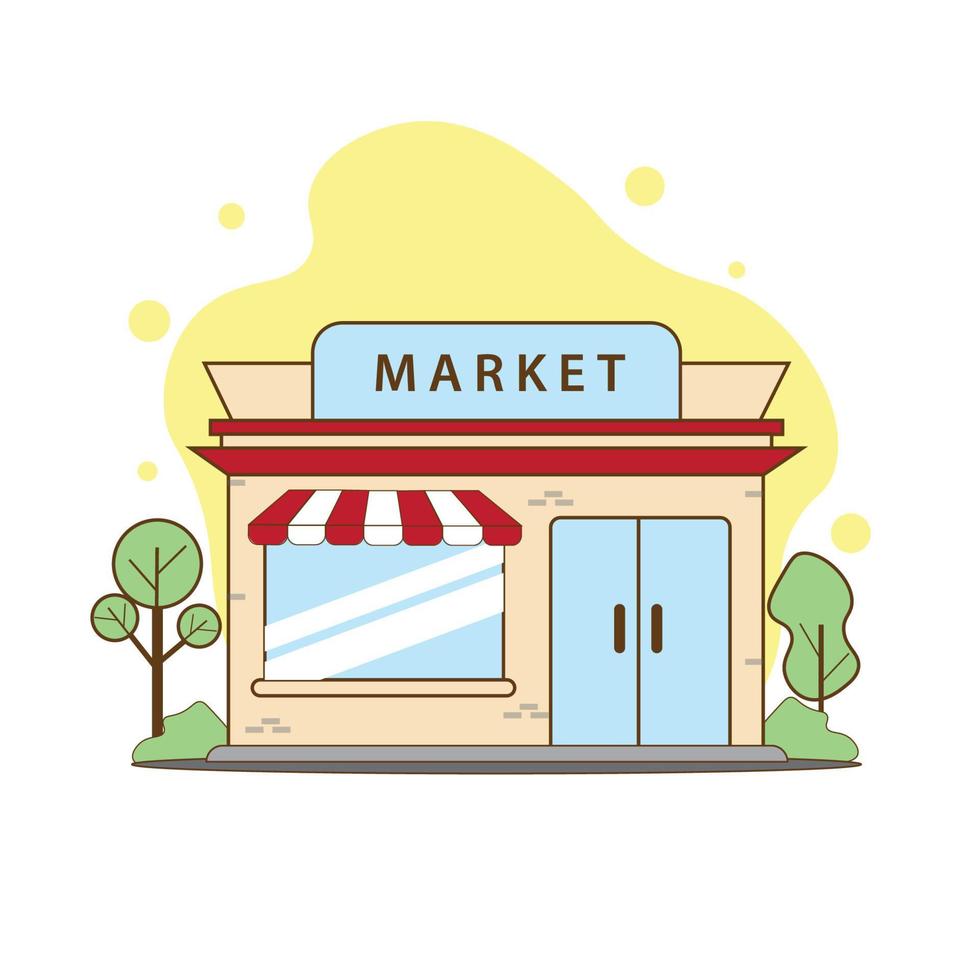 illustrazione piatta di supermercato, negozio e mercato utilizzato per stampa, app, web, pubblicità, ecc vettore