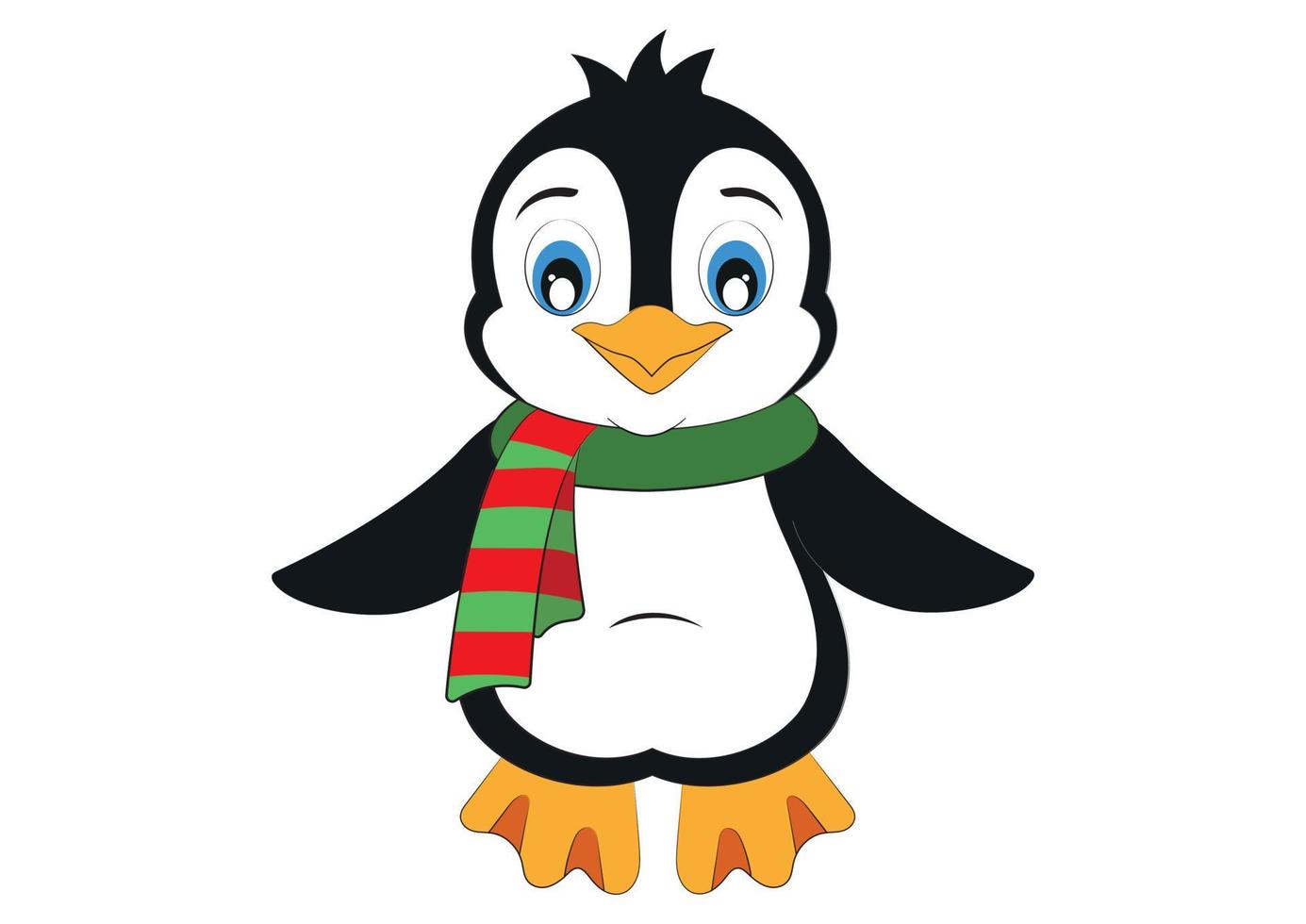 simpatico cartone animato pinguino con sciarpa. pinguino vettoriale