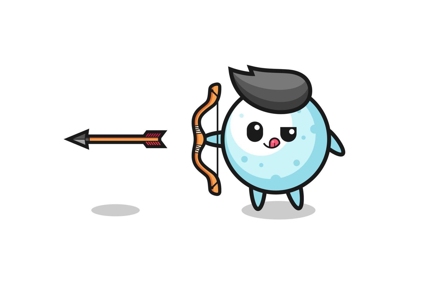 illustrazione del personaggio palla di neve che fa tiro con l'arco vettore