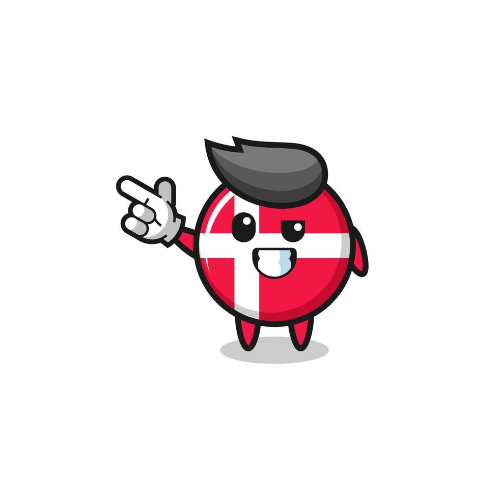 mascotte della bandiera della Danimarca che punta in alto a sinistra vettore