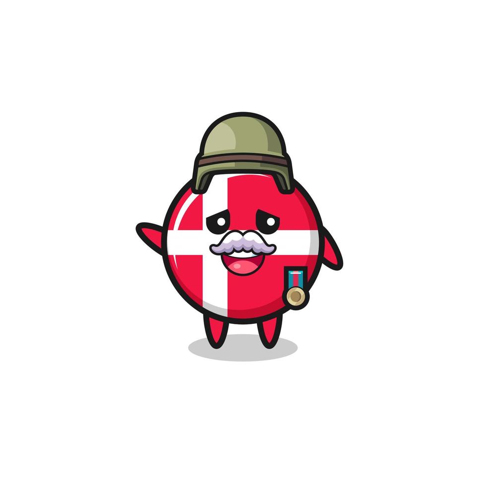 simpatica bandiera della Danimarca come cartone animato veterano vettore