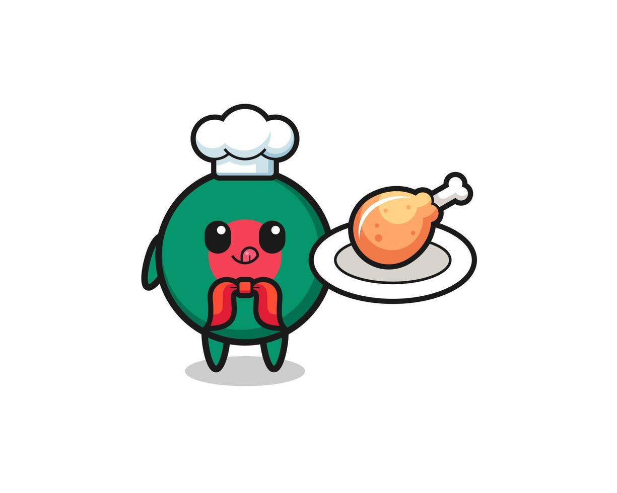 bandiera bangladesh pollo fritto chef personaggio dei cartoni animati vettore