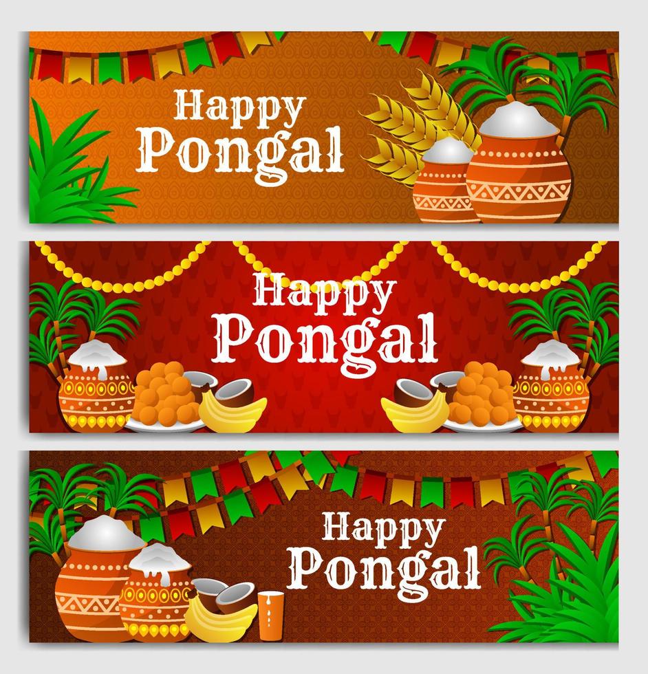 striscione del festival pongal vettore