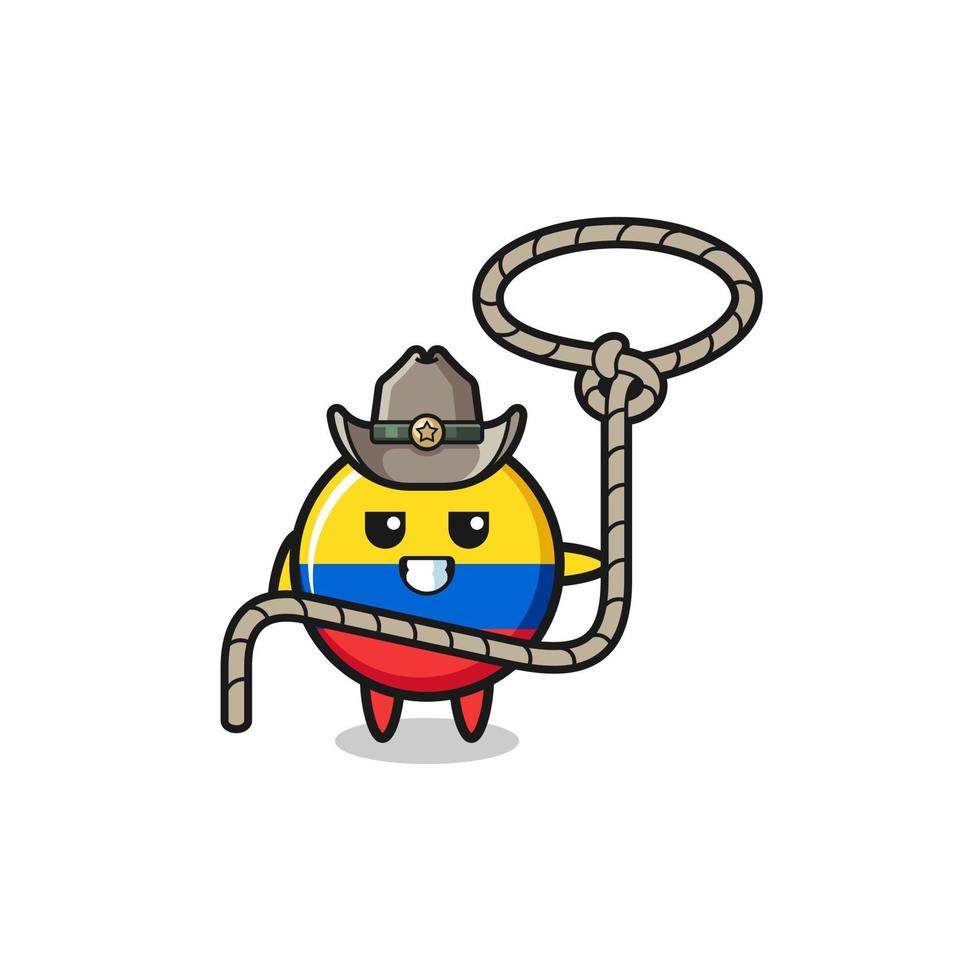 il cowboy della bandiera della colombia con la corda del lazo vettore