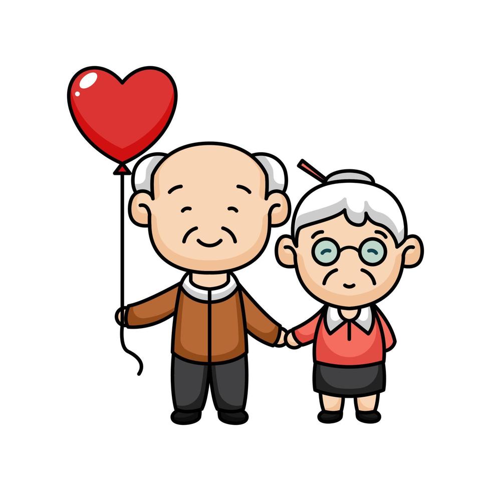 cartone animato anziano san valentino vettore