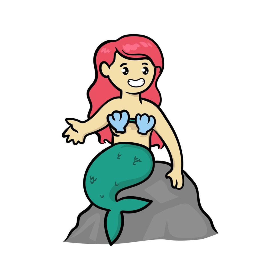 simpatica mascotte sirena vettore