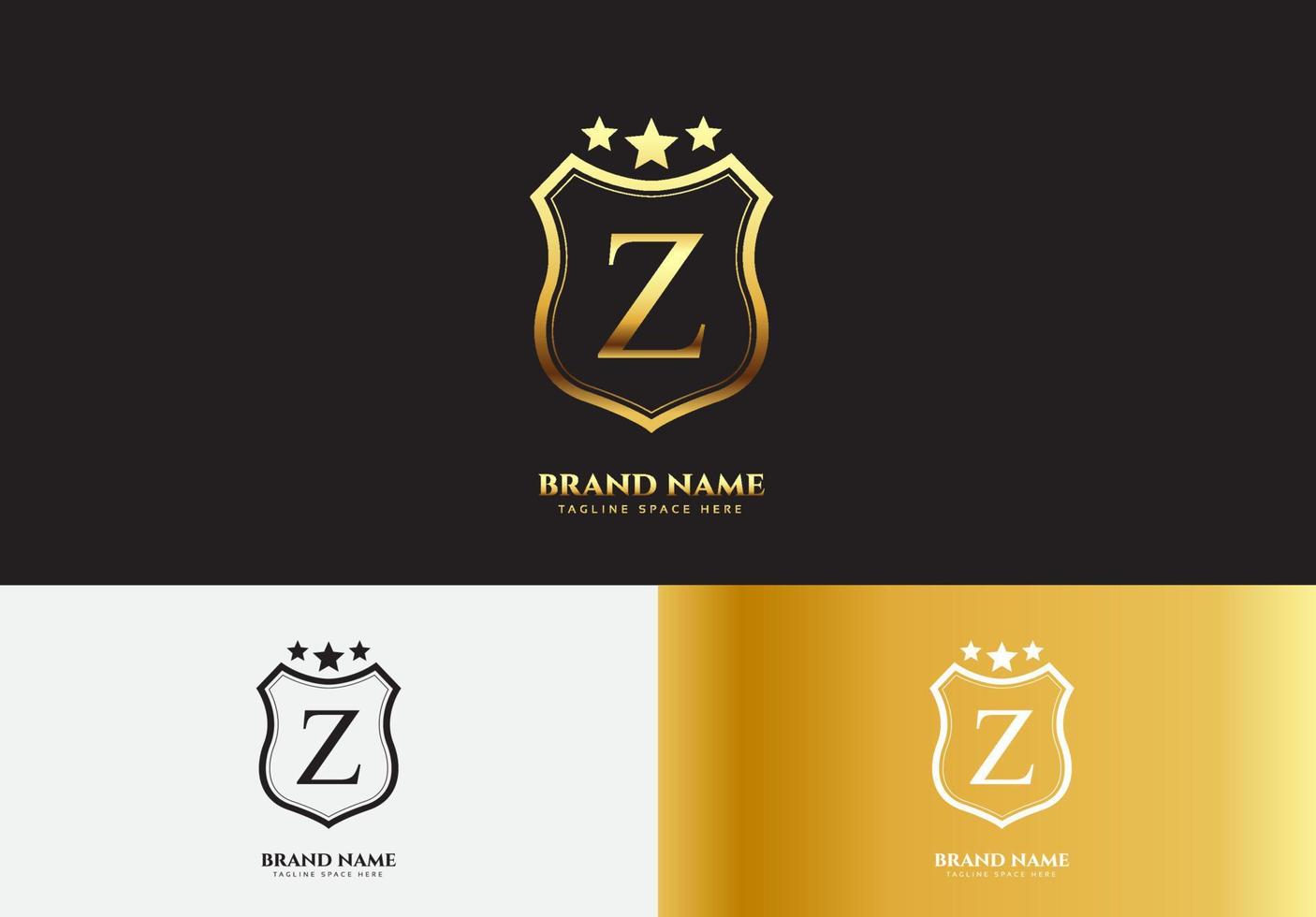 concetto del logo della stella di lusso dell'oro della lettera z vettore