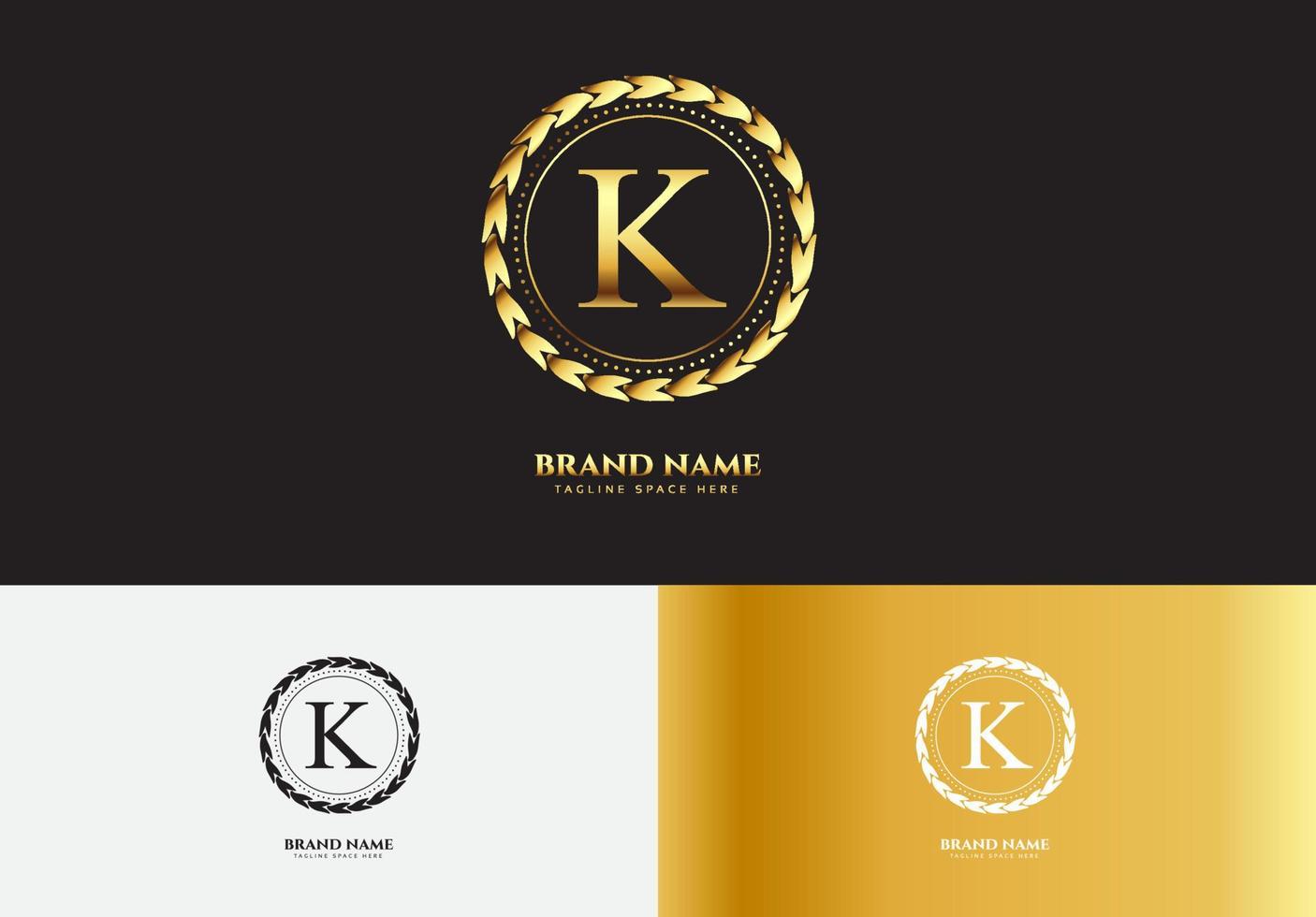 lettera k logo di lusso in oro concept vettore