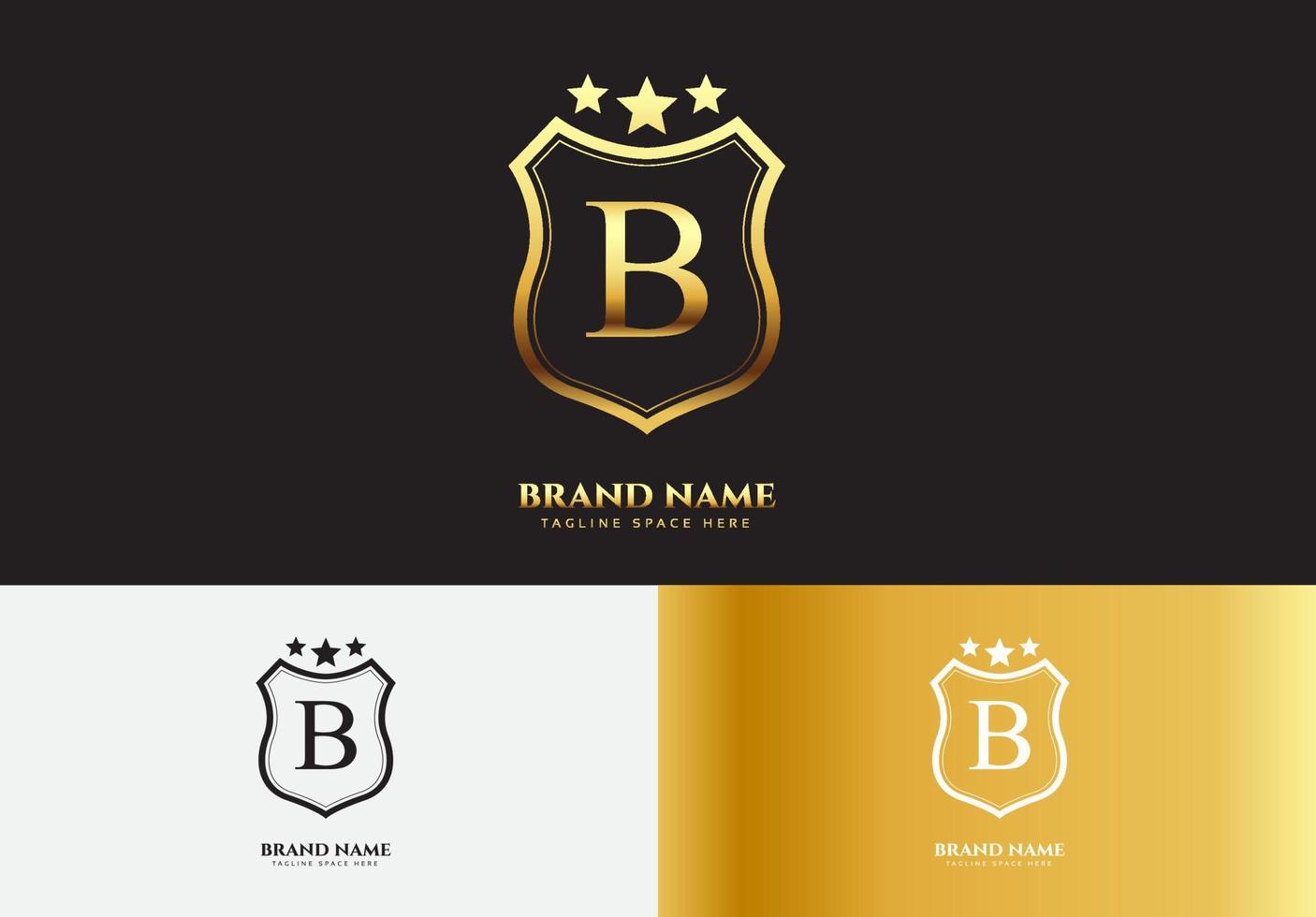 lettera b logo stella di lusso in oro concept vettore