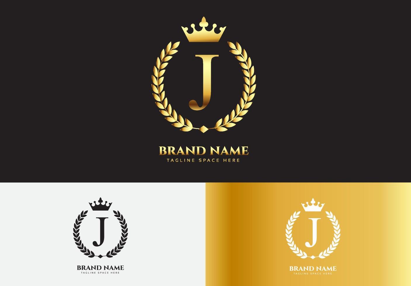 lettera j oro lusso corona logo concept vettore