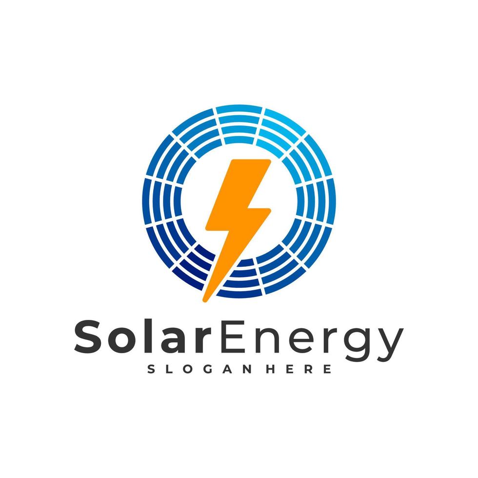 modello vettoriale del logo dell'energia solare, concetti di design del logo dell'energia del pannello solare creativo