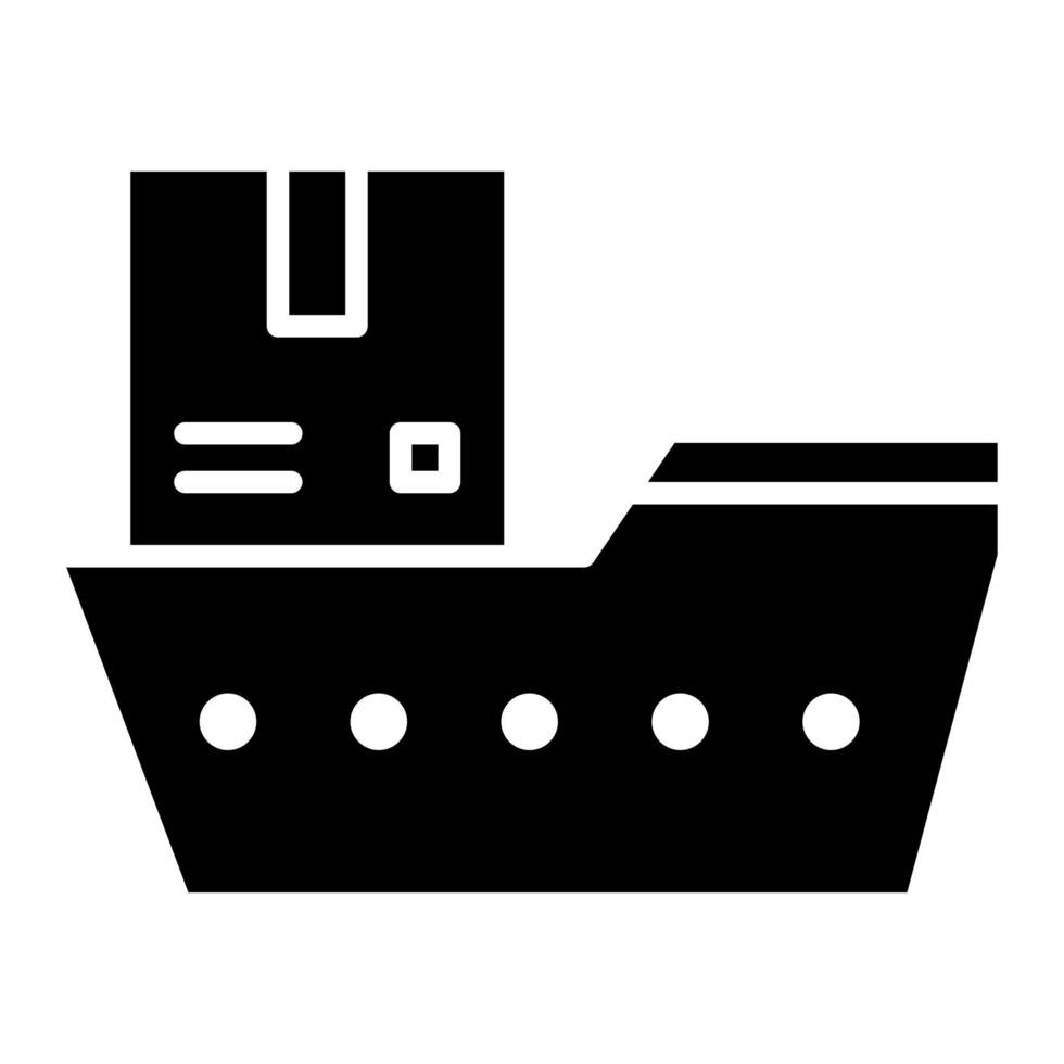 icona del glifo della barca di spedizione in tutto il mondo vettore