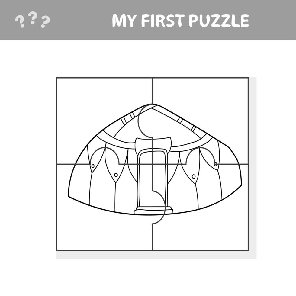 puzzle - yurta vettoriale. gioco per bambini in età prescolare vettore