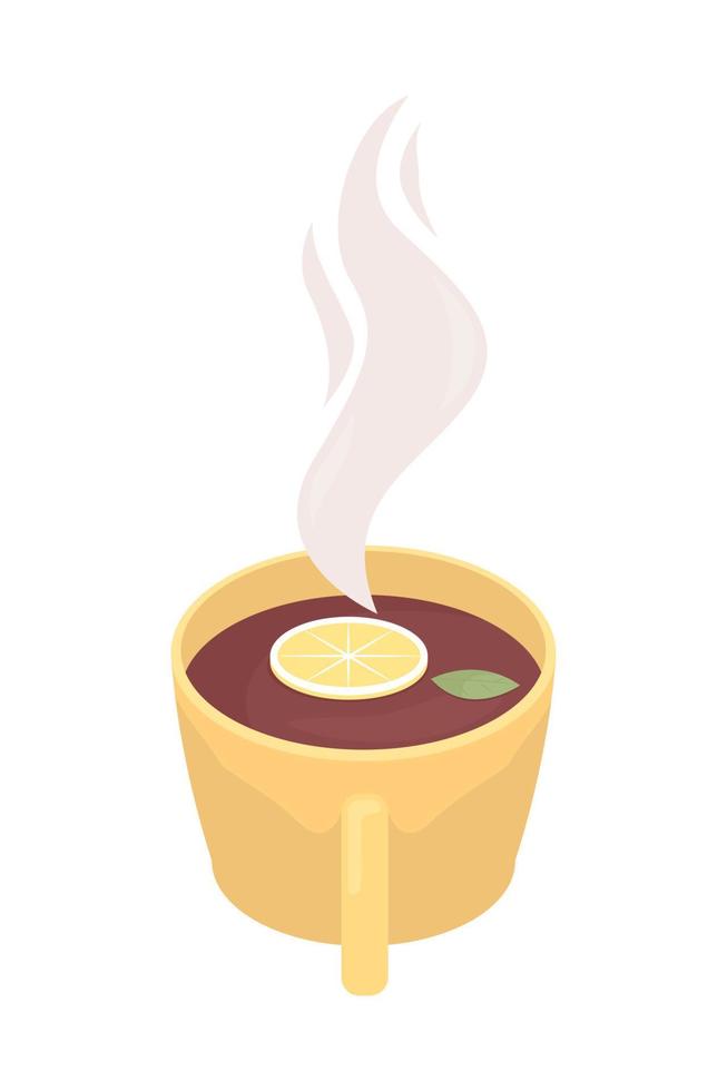 tè nero con oggetto vettoriale di colore semi piatto al limone