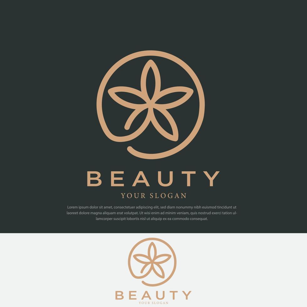 linea premium stile design floreale minimalista logo floreale petalo in.beauty cosmetics, spa, yoga vector