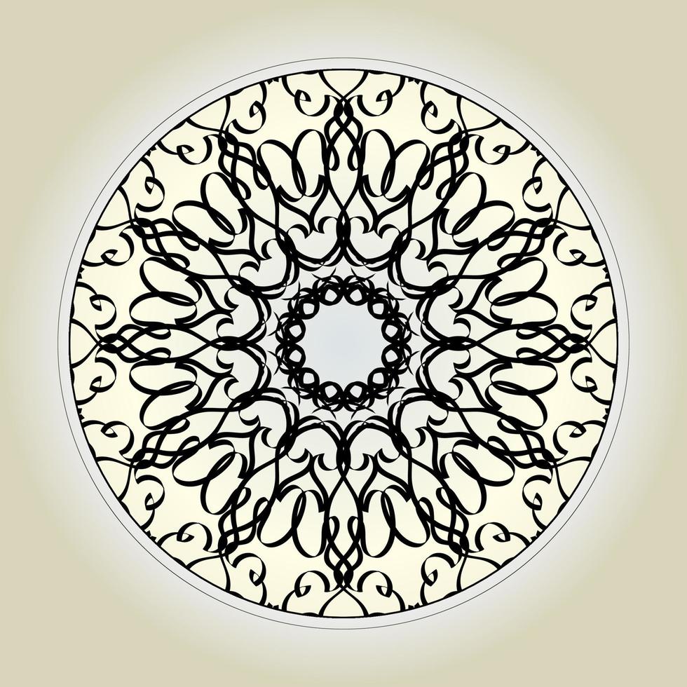 motivo circolare a forma di mandala con fiore per la decorazione del tatuaggio mandala all'henné. vettore