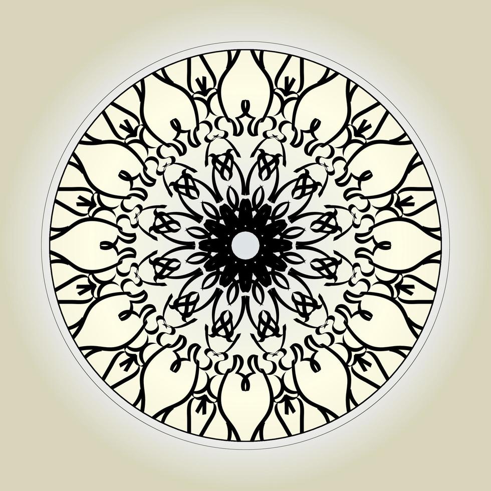 motivo circolare a forma di mandala con fiore per la decorazione del tatuaggio mandala all'henné. vettore