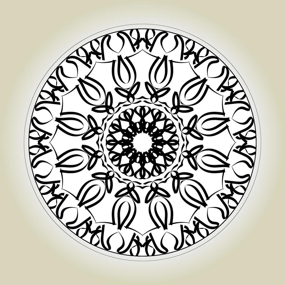 motivo circolare a forma di mandala con fiore per la decorazione del tatuaggio mandala all'henné. vettore