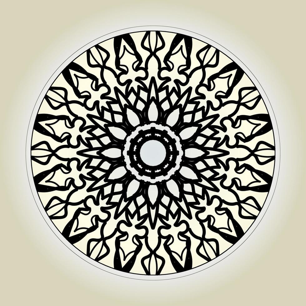 motivo circolare a forma di mandala con fiore per la decorazione del tatuaggio mandala all'henné. vettore