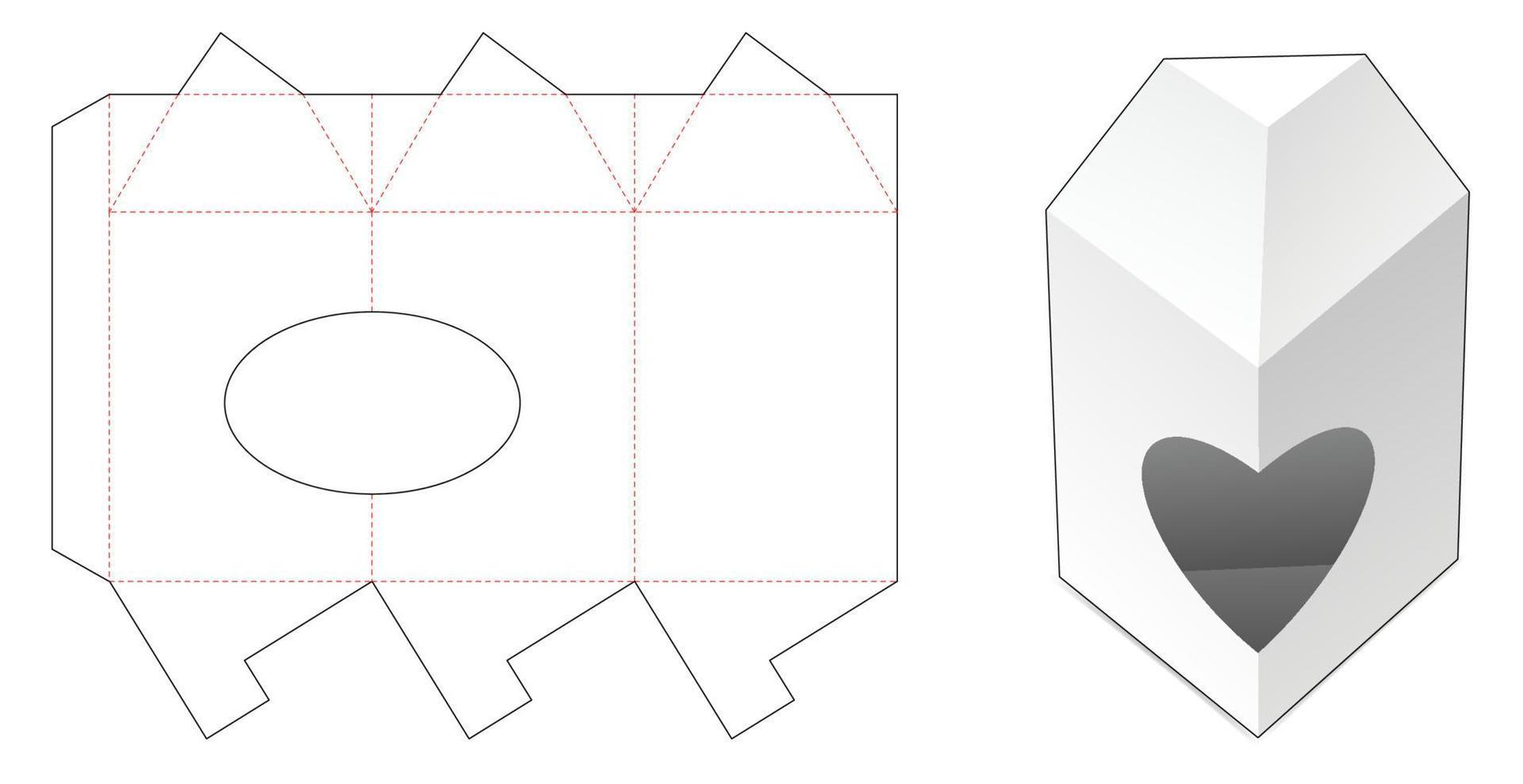 confezione a forma di triangolo con modello fustellato finestra ellisse d'angolo vettore