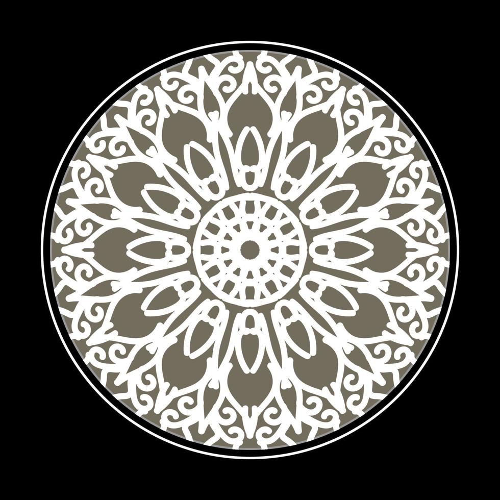 motivo circolare a forma di mandala con fiore per la decorazione del tatuaggio mandala all'henné. vettore