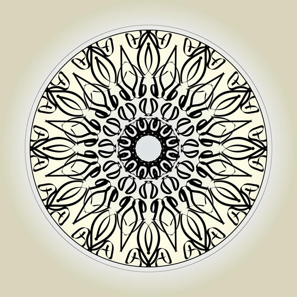 motivo circolare a forma di mandala con fiore per la decorazione del tatuaggio mandala all'henné. vettore