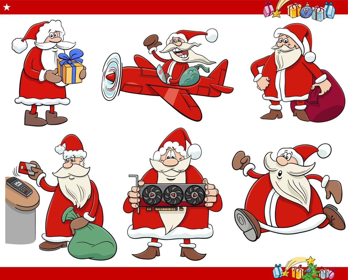 personaggi dei cartoni animati di babbo natale ambientati nel periodo natalizio vettore