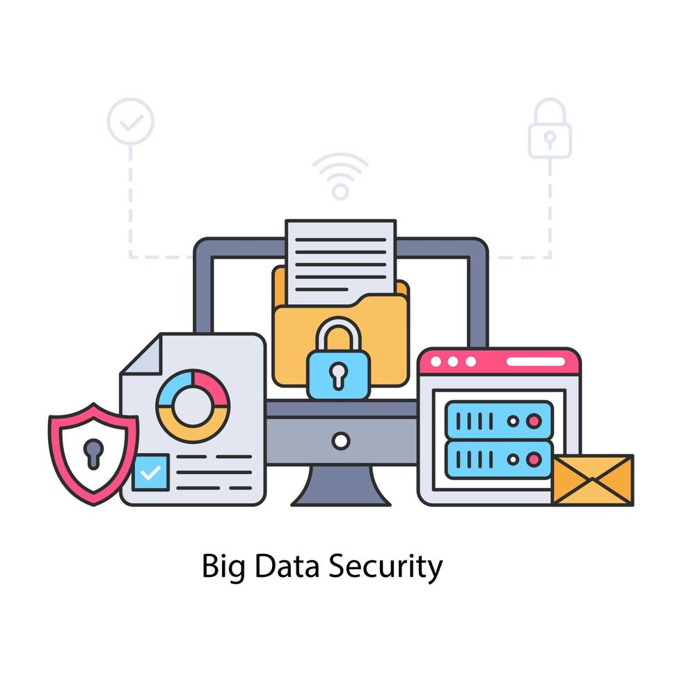 un design illustrativo della sicurezza dei big data vettore