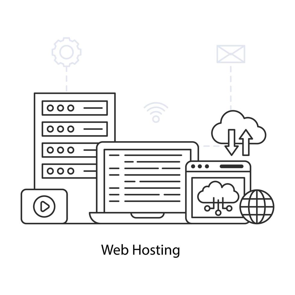 un'illustrazione modificabile del web hosting vettore