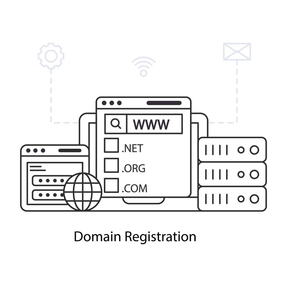 un'illustrazione di download premium della registrazione del dominio vettore