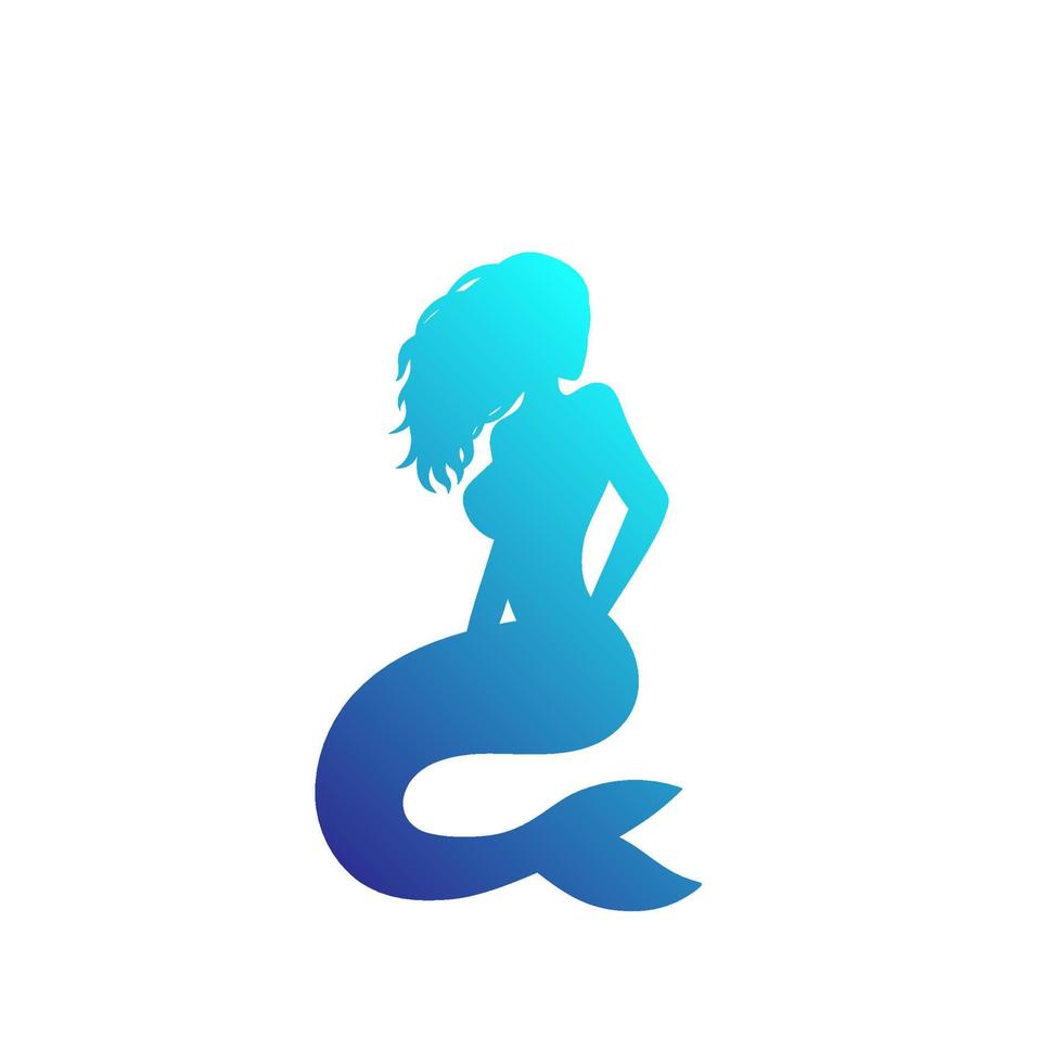 sirena silhouette su bianco, arte vettoriale