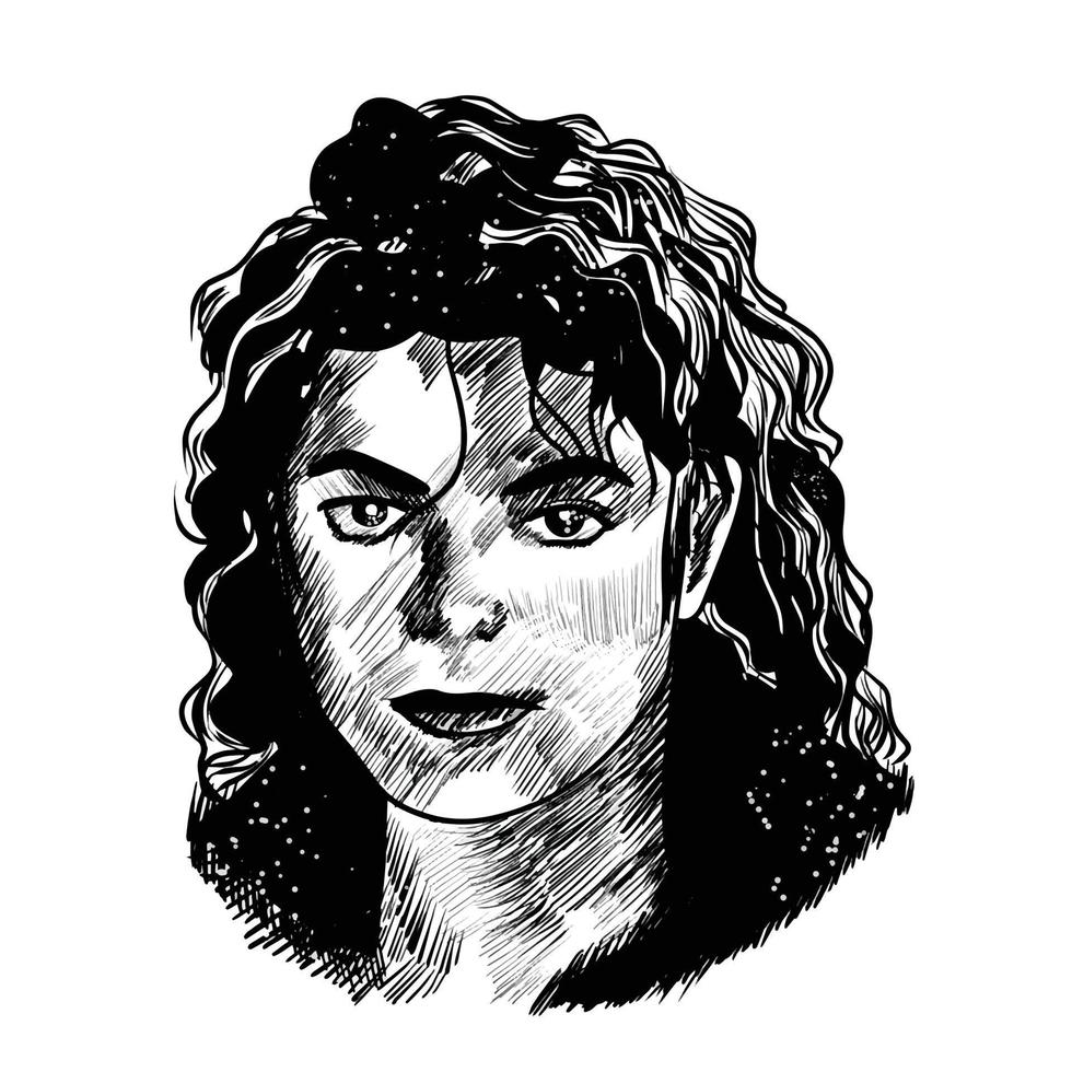 michael jackson disegno in bianco e nero, surakarta east java 15 novembre 2021 vettore