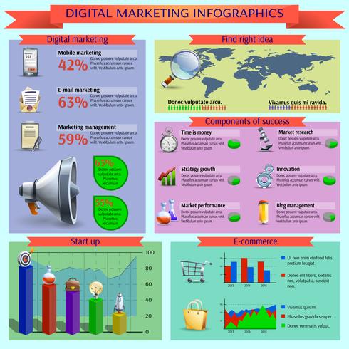Layout del report infografica di gestione del marketing digitale vettore