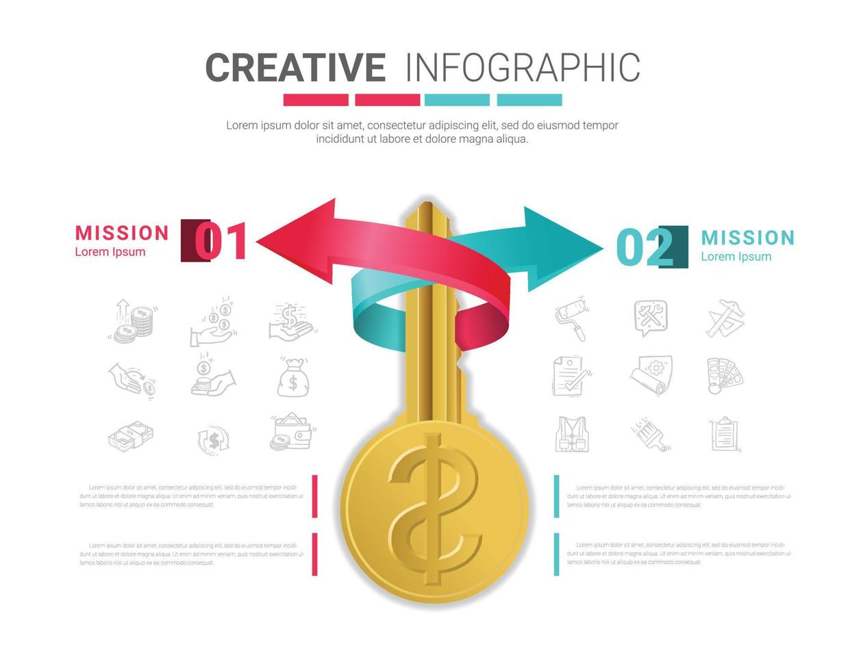 modello di infografica dollaro americano per il web design vettore