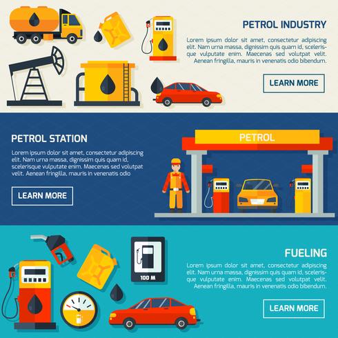 Set di bandiere piatte di benzina benzina vettore