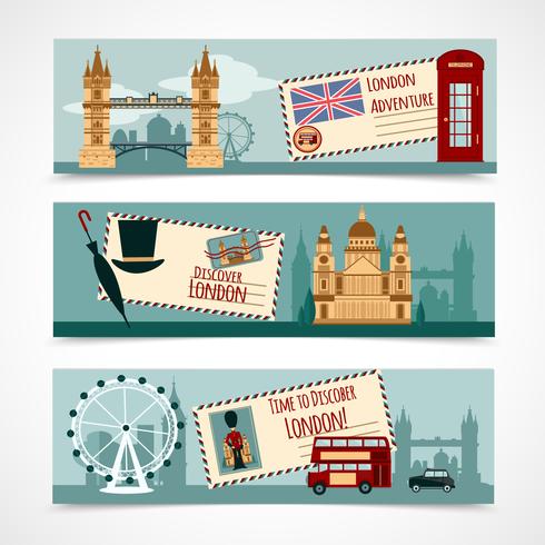 Set di banner turistico di Londra vettore