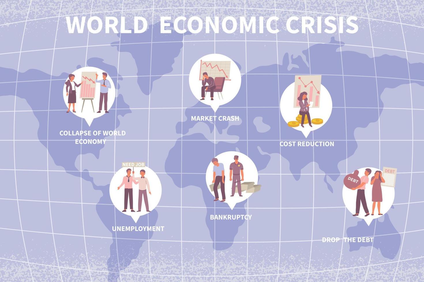 illustrazione della crisi economica mondiale vettore