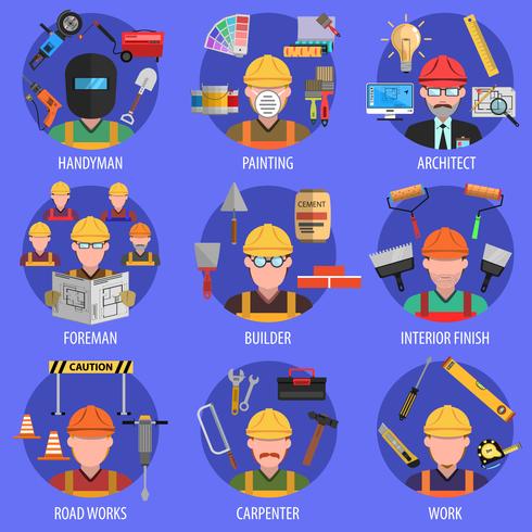 Set di icone di lavoratore vettore