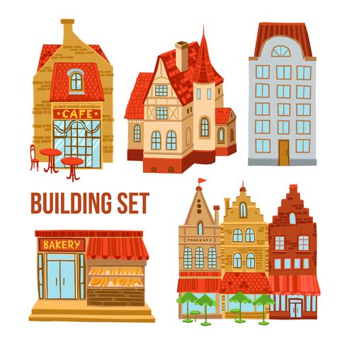 Set di edifici del centro storico vettore