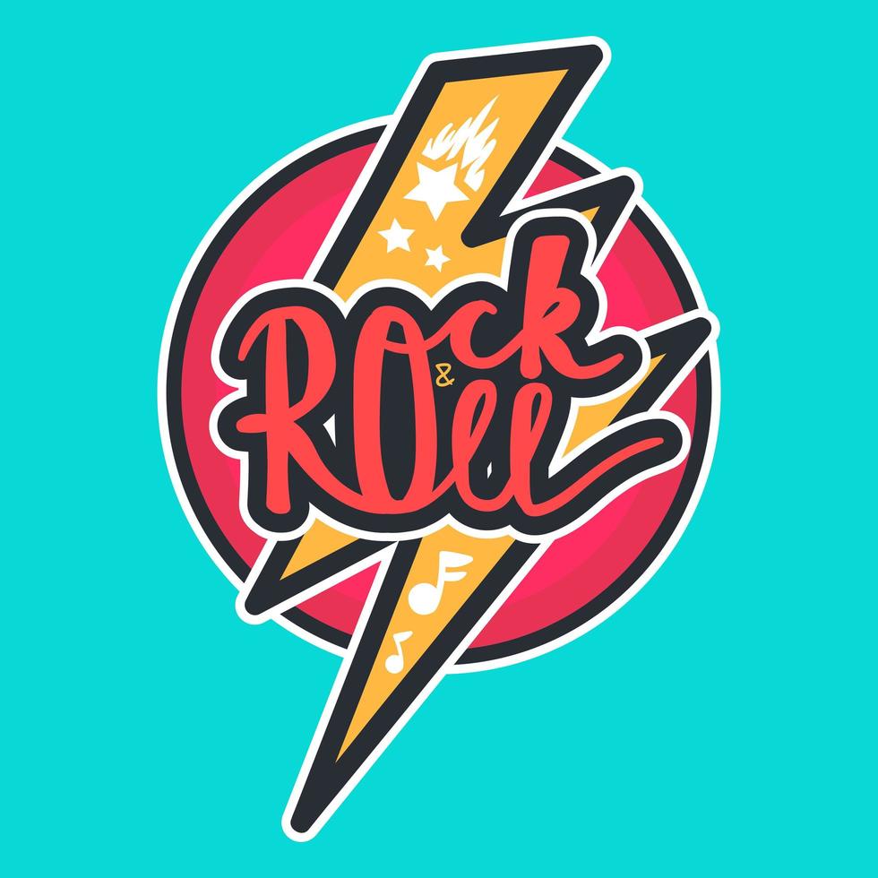 lettering rock and roll vettore